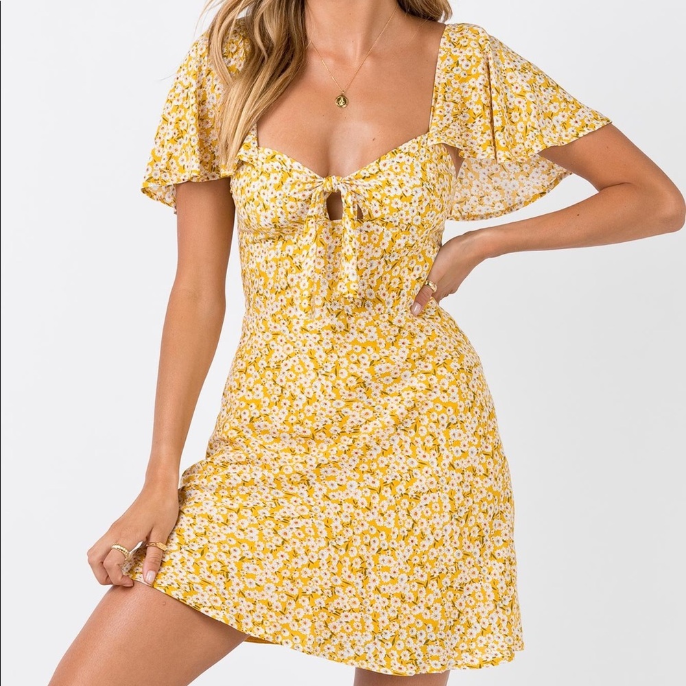 Princess Polly Just a Lover Yellow Mini Dress